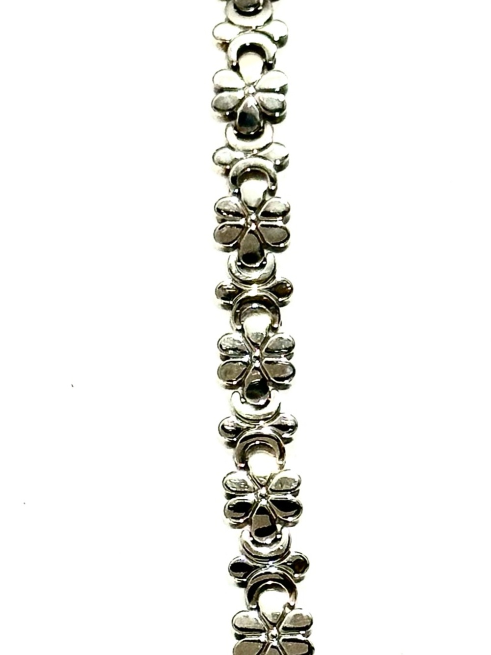 Sterling Silver Floral Link Bracelet